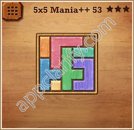 Wood Block Puzzle 5x5 Mania++ (Plus) Level 53 Solution