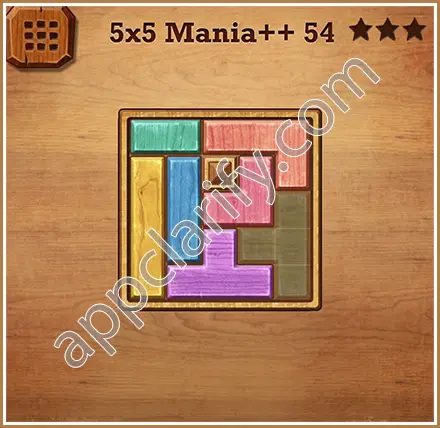 Wood Block Puzzle 5x5 Mania++ (Plus) Level 54 Solution