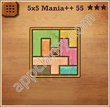 Wood Block Puzzle 5x5 Mania++ (Plus) Level 55 Solution