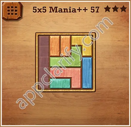 Wood Block Puzzle 5x5 Mania++ (Plus) Level 57 Solution
