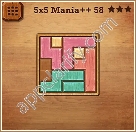 Wood Block Puzzle 5x5 Mania++ (Plus) Level 58 Solution