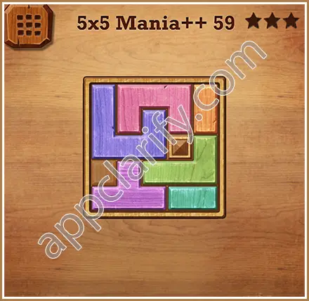 Wood Block Puzzle 5x5 Mania++ (Plus) Level 59 Solution