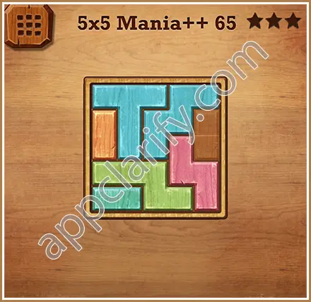 Wood Block Puzzle 5x5 Mania++ (Plus) Level 65 Solution