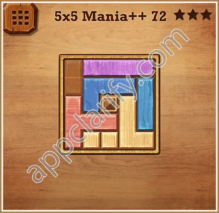 Wood Block Puzzle 5x5 Mania++ (Plus) Level 72 Solution
