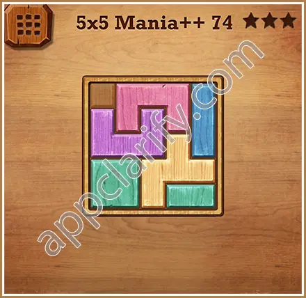 Wood Block Puzzle 5x5 Mania++ (Plus) Level 74 Solution