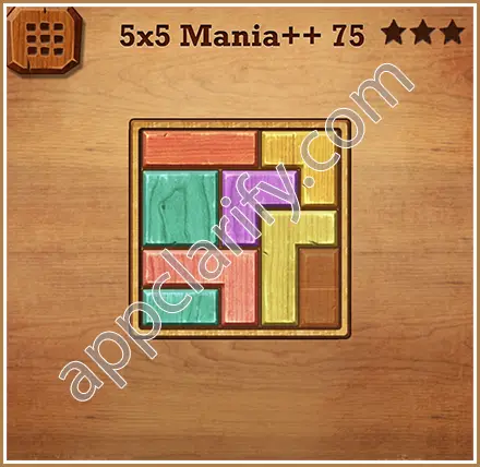 Wood Block Puzzle 5x5 Mania++ (Plus) Level 75 Solution