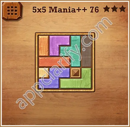 Wood Block Puzzle 5x5 Mania++ (Plus) Level 76 Solution