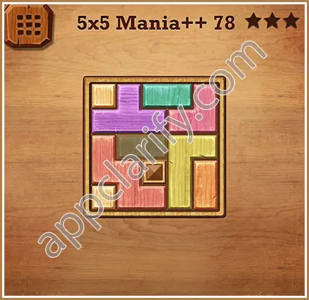 Wood Block Puzzle 5x5 Mania++ (Plus) Level 78 Solution