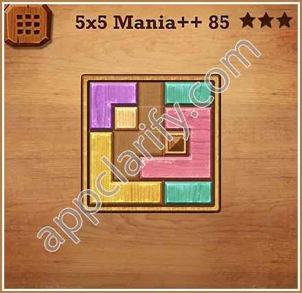 Wood Block Puzzle 5x5 Mania++ (Plus) Level 85 Solution