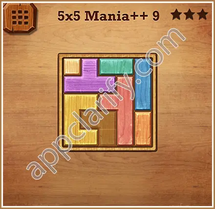 Wood Block Puzzle 5x5 Mania++ (Plus) Level 9 Solution