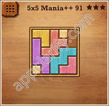 Wood Block Puzzle 5x5 Mania++ (Plus) Level 91 Solution
