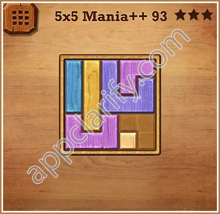 Wood Block Puzzle 5x5 Mania++ (Plus) Level 93 Solution
