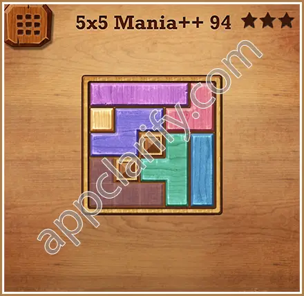 Wood Block Puzzle 5x5 Mania++ (Plus) Level 94 Solution
