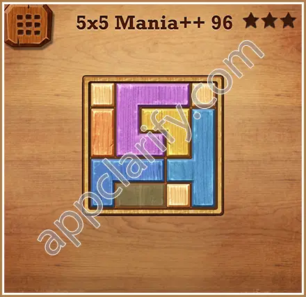 Wood Block Puzzle 5x5 Mania++ (Plus) Level 96 Solution
