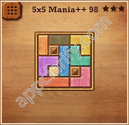 Wood Block Puzzle 5x5 Mania++ (Plus) Level 98 Solution