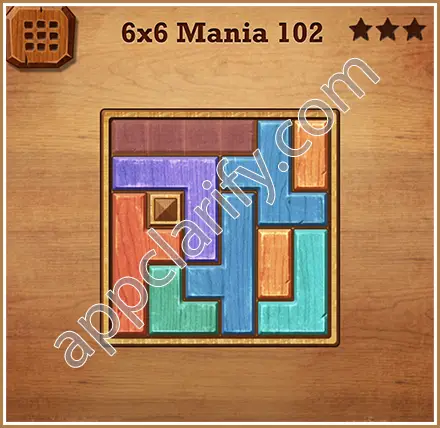 Wood Block Puzzle 6x6 Mania Level 102 Solution