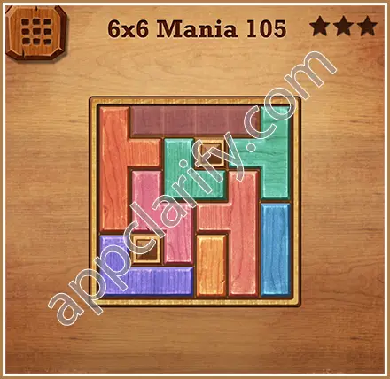 Wood Block Puzzle 6x6 Mania Level 105 Solution