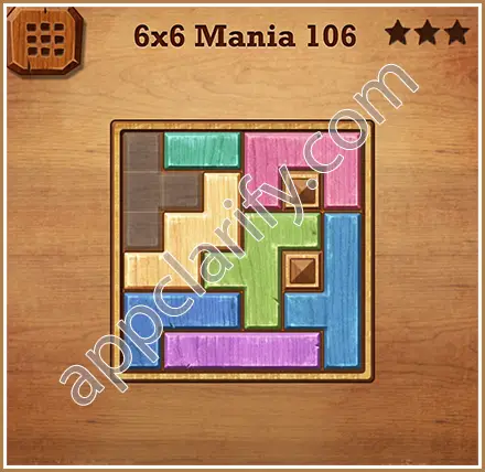 Wood Block Puzzle 6x6 Mania Level 106 Solution