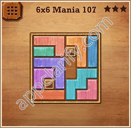 Wood Block Puzzle 6x6 Mania Level 107 Solution