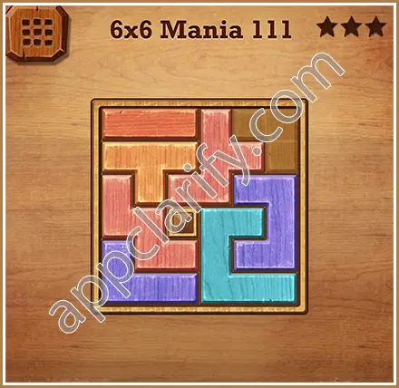 Wood Block Puzzle 6x6 Mania Level 111 Solution