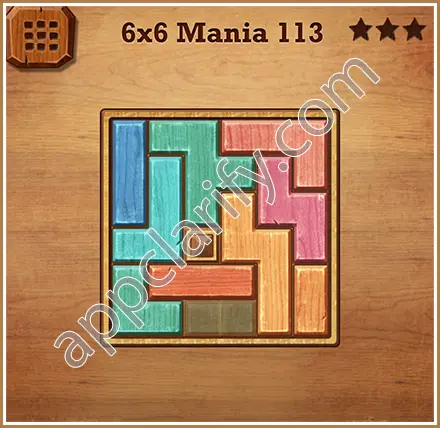 Wood Block Puzzle 6x6 Mania Level 113 Solution