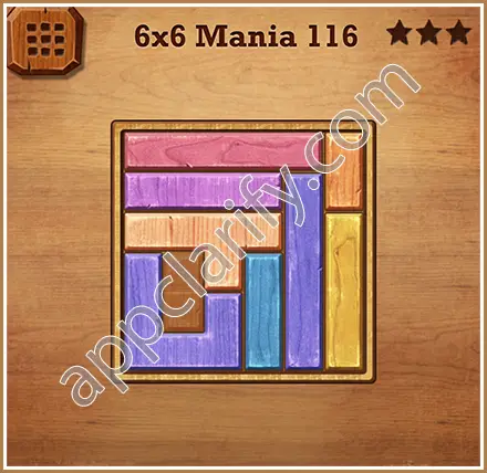 Wood Block Puzzle 6x6 Mania Level 116 Solution