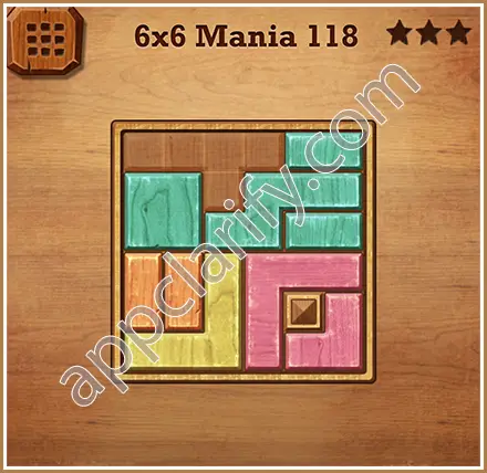 Wood Block Puzzle 6x6 Mania Level 118 Solution