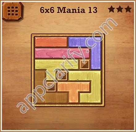 Wood Block Puzzle 6x6 Mania Level 13 Solution