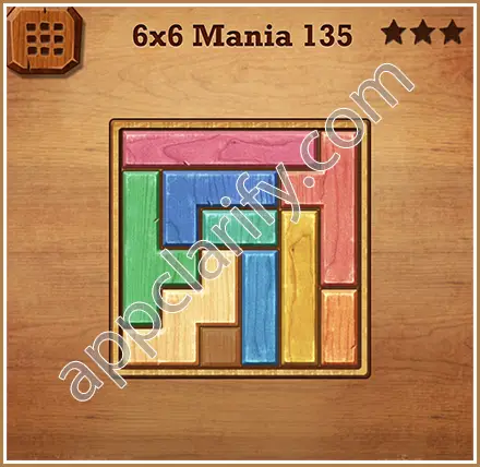 Wood Block Puzzle 6x6 Mania Level 135 Solution