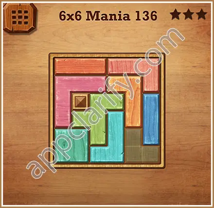 Wood Block Puzzle 6x6 Mania Level 136 Solution