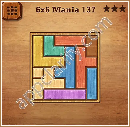 Wood Block Puzzle 6x6 Mania Level 137 Solution