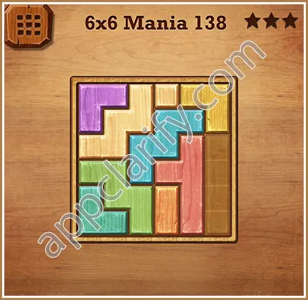 Wood Block Puzzle 6x6 Mania Level 138 Solution