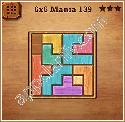 Wood Block Puzzle 6x6 Mania Level 139 Solution