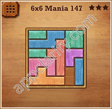 Wood Block Puzzle 6x6 Mania Level 147 Solution