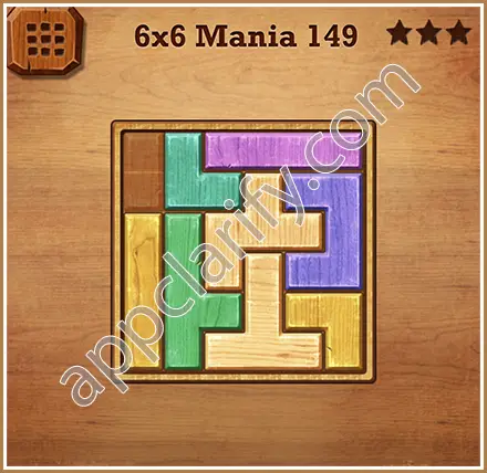 Wood Block Puzzle 6x6 Mania Level 149 Solution