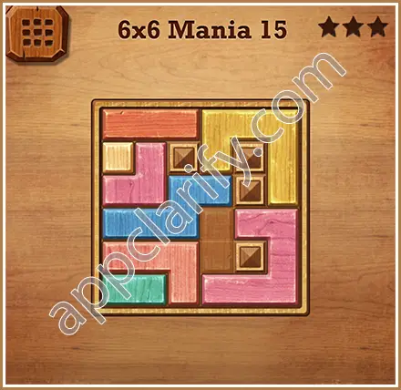 Wood Block Puzzle 6x6 Mania Level 15 Solution