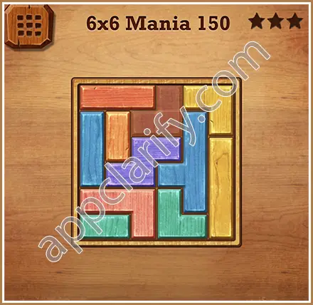 Wood Block Puzzle 6x6 Mania Level 150 Solution