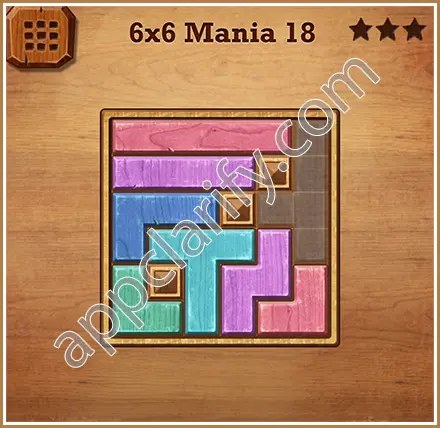 Wood Block Puzzle 6x6 Mania Level 18 Solution