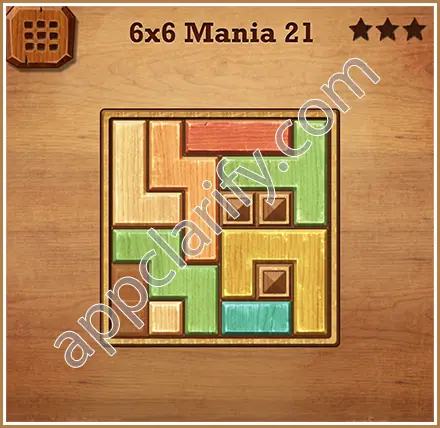 Wood Block Puzzle 6x6 Mania Level 21 Solution