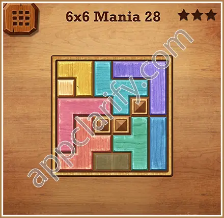 Wood Block Puzzle 6x6 Mania Level 28 Solution
