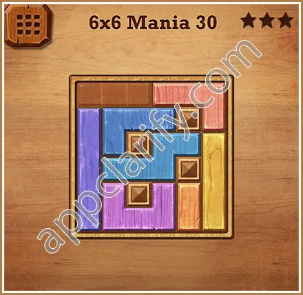 Wood Block Puzzle 6x6 Mania Level 30 Solution