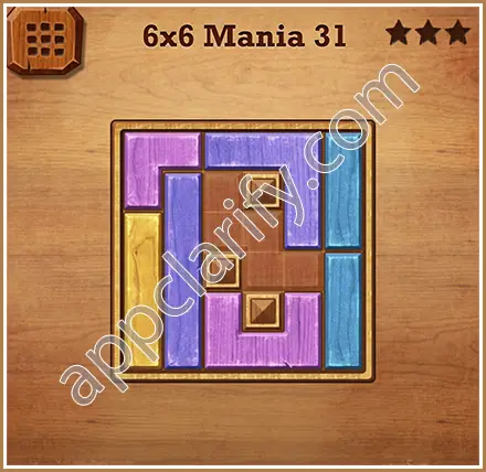 Wood Block Puzzle 6x6 Mania Level 31 Solution