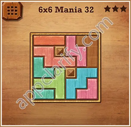 Wood Block Puzzle 6x6 Mania Level 32 Solution