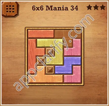 Wood Block Puzzle 6x6 Mania Level 34 Solution