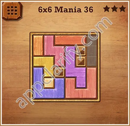 Wood Block Puzzle 6x6 Mania Level 36 Solution