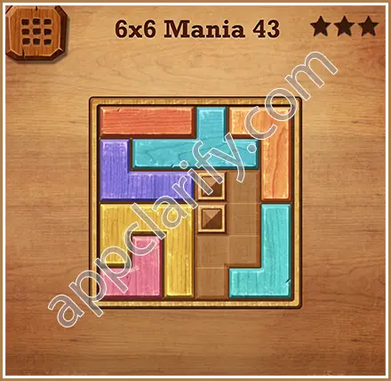 Wood Block Puzzle 6x6 Mania Level 43 Solution