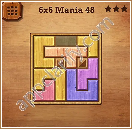 Wood Block Puzzle 6x6 Mania Level 48 Solution