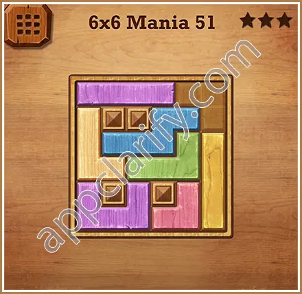 Wood Block Puzzle 6x6 Mania Level 51 Solution