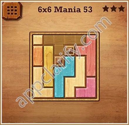 Wood Block Puzzle 6x6 Mania Level 53 Solution