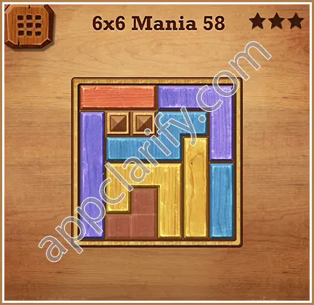 Wood Block Puzzle 6x6 Mania Level 58 Solution